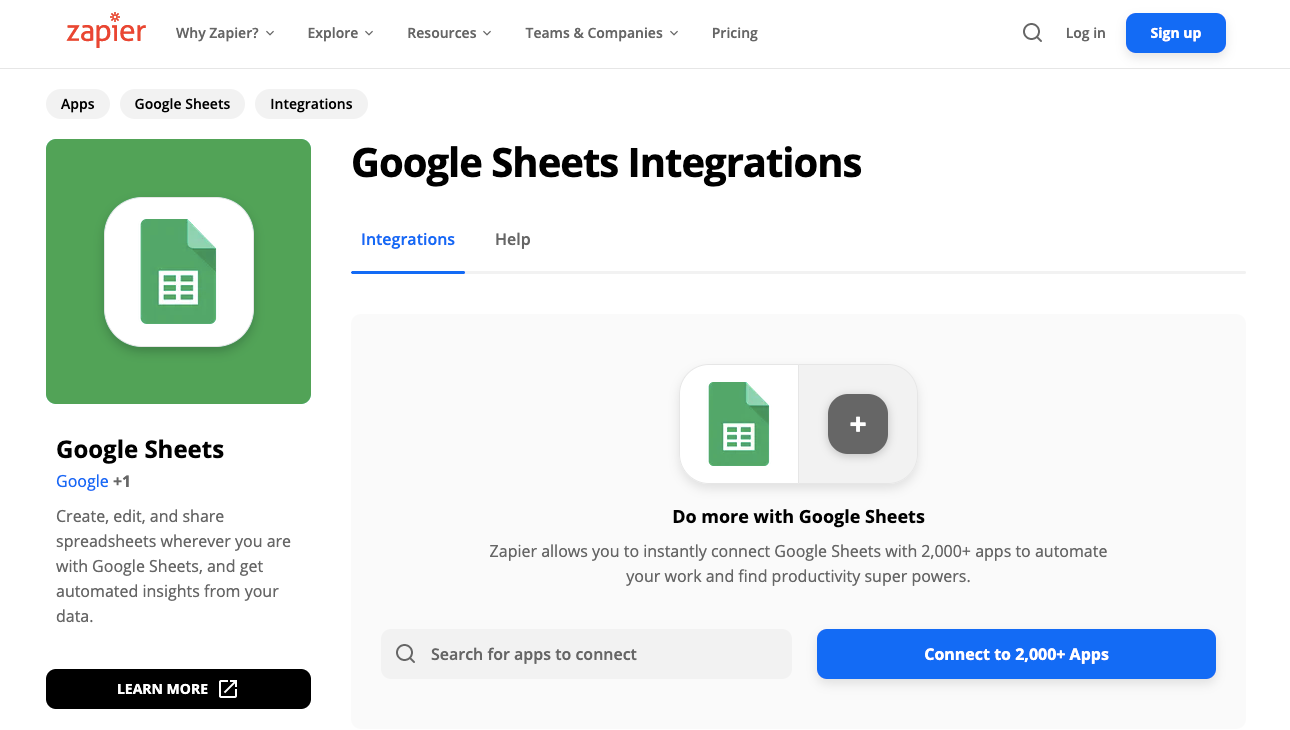 connect Google Sheets with 2000+ apps