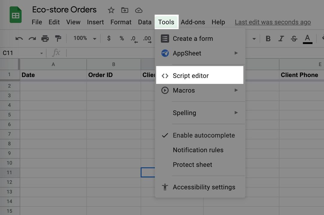 Adding SpreadSimple Orders into a Google Sheet