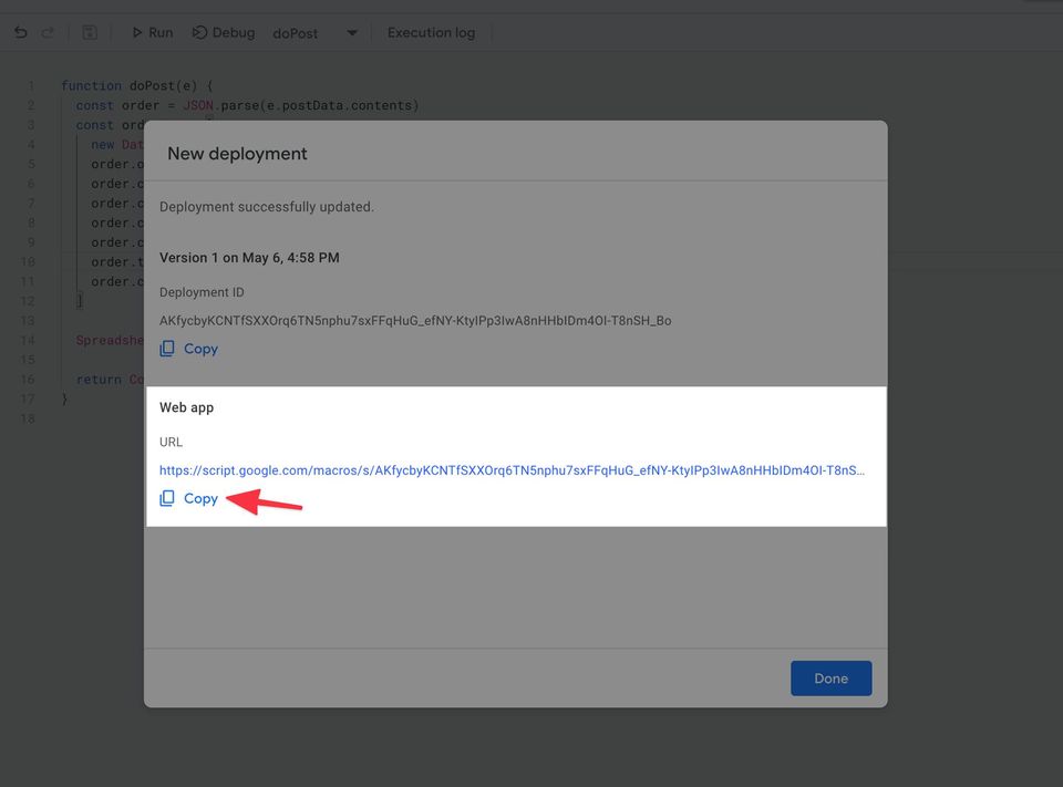 Adding SpreadSimple Orders into a Google Sheet