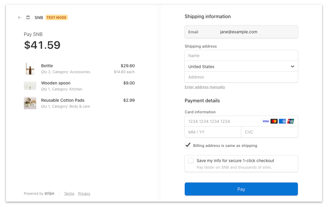 Enable Stripe checkout 