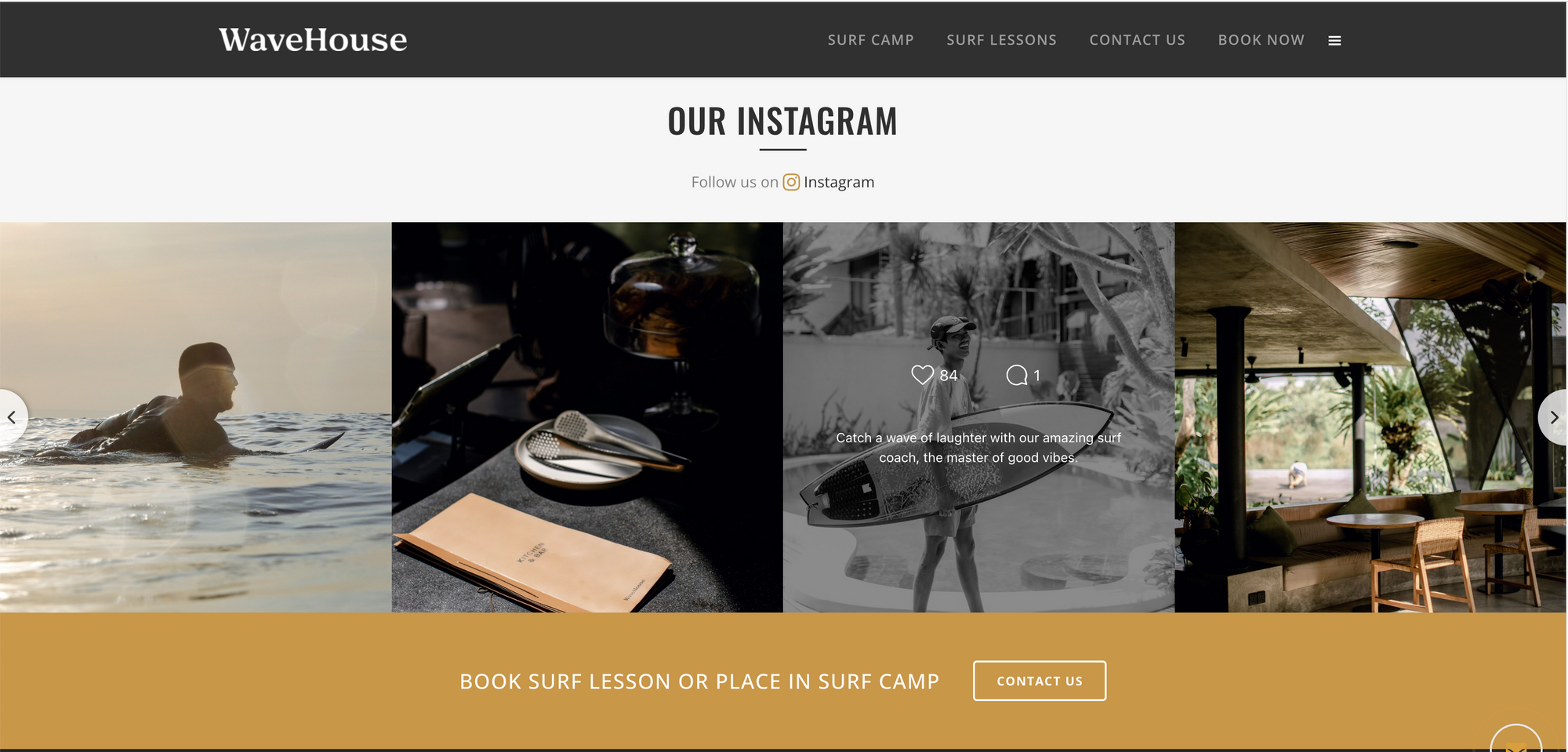 An example of a Instagram feed integrated into a website