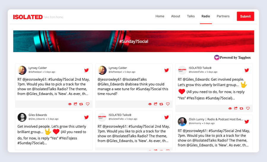 An example of a social media feed integrated into a website