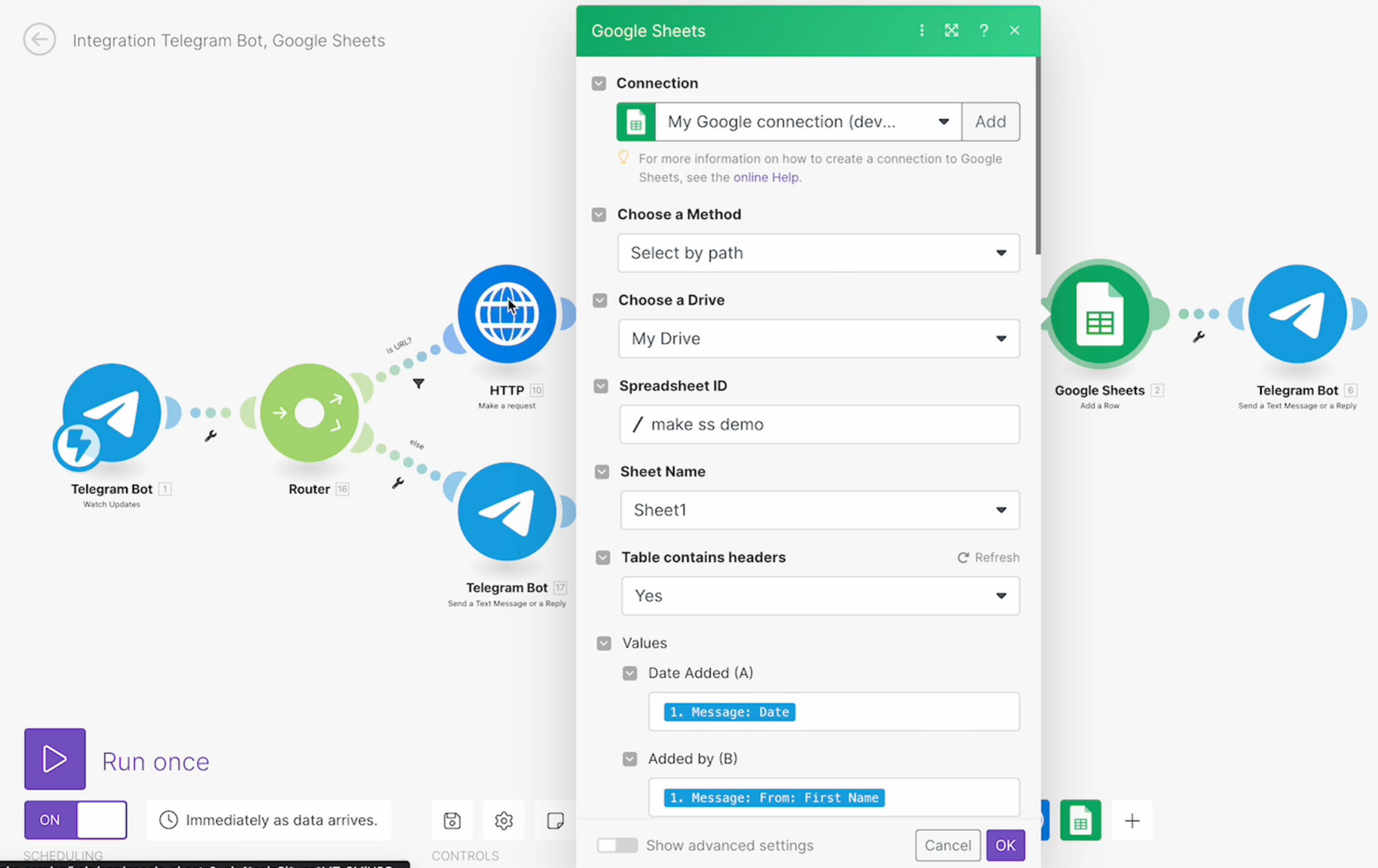 Google Sheets Integration