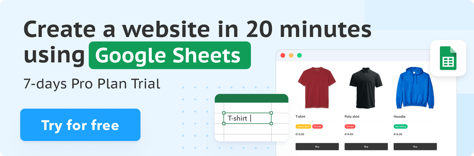 Turn your Google Sheets into a website