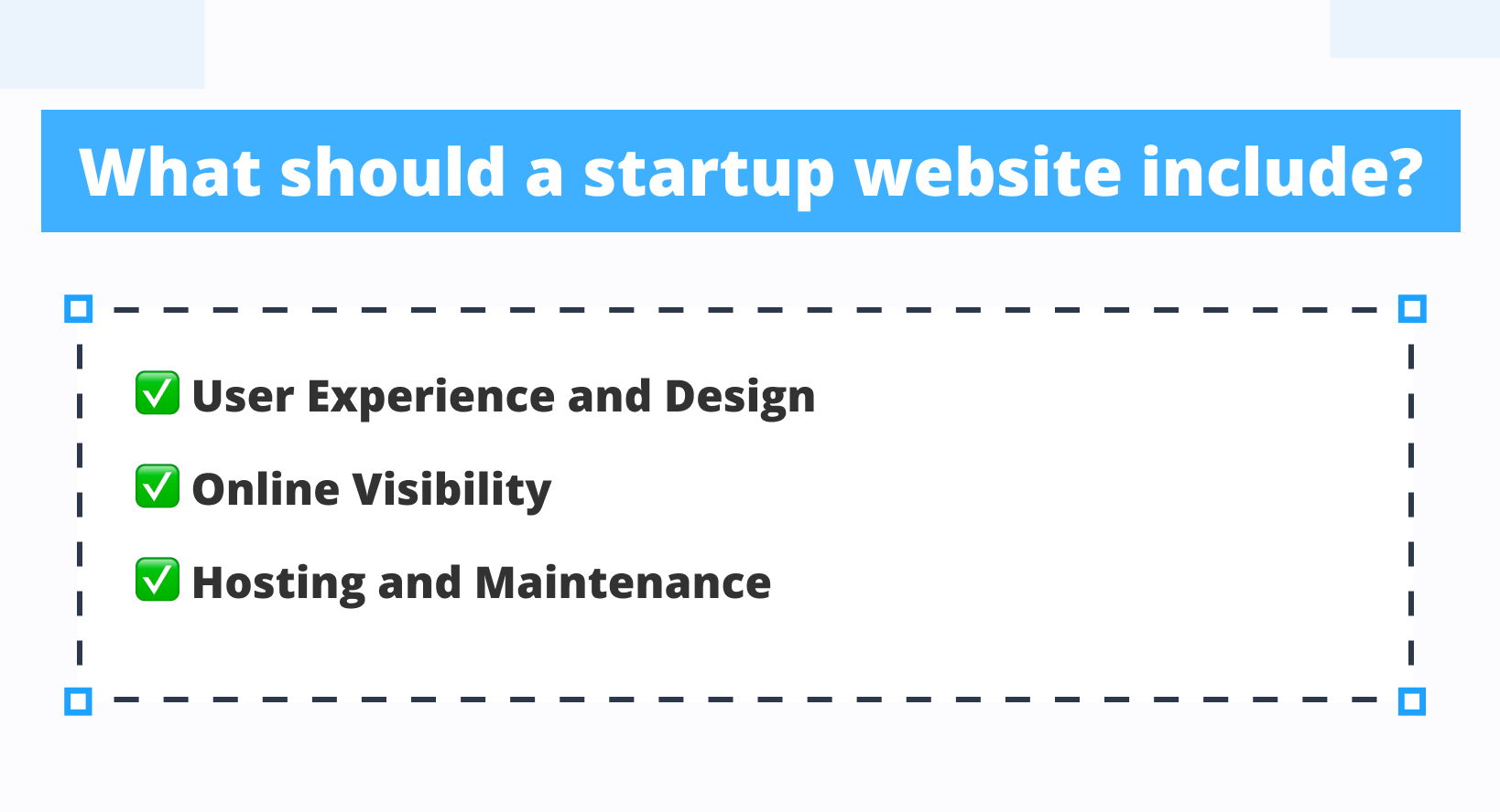 What should a startup website include?