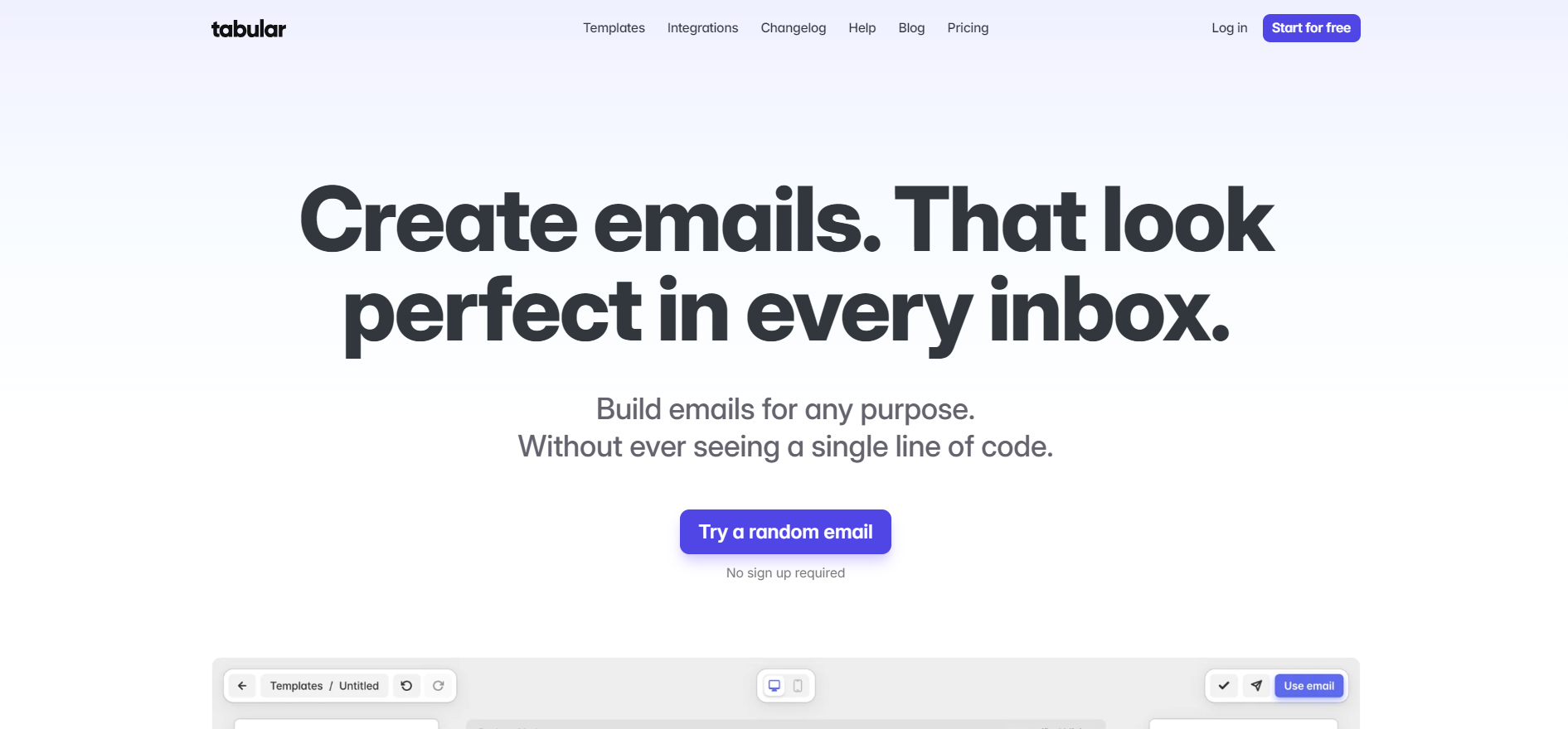 No-code email builders | Tabular