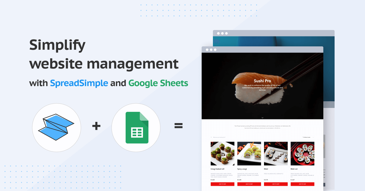 Google Sheets to website - SpreadSimple