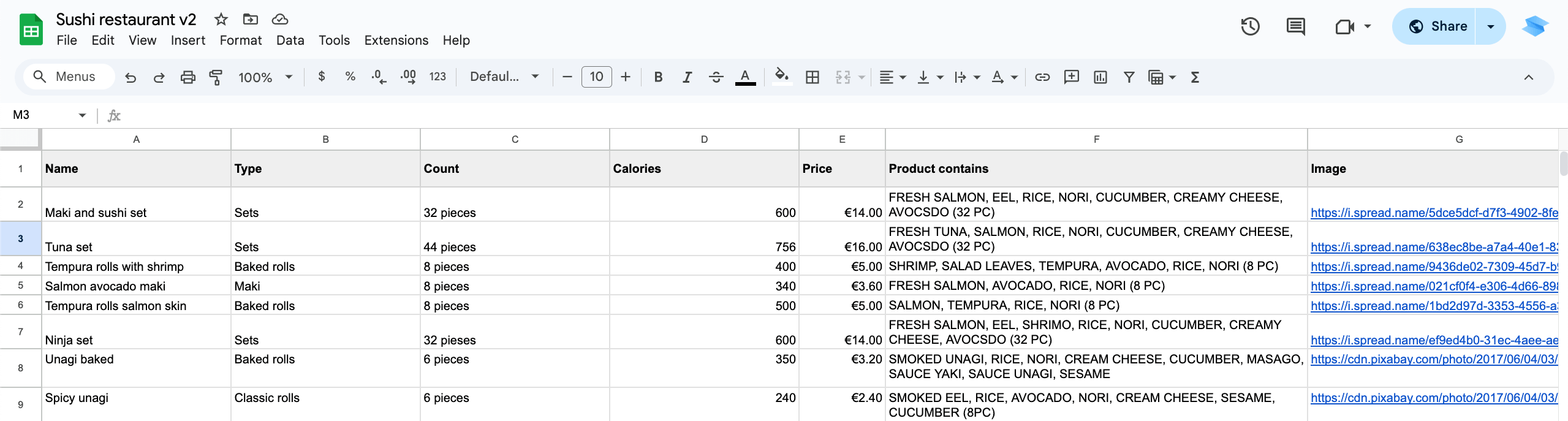 cafe-google-sheets