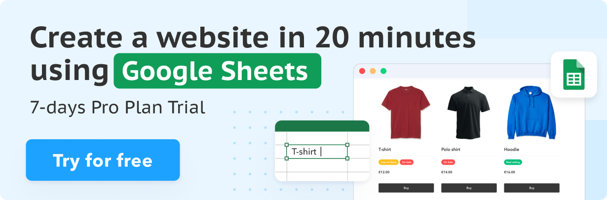 Create a website in 20 minutes using Google Sheets