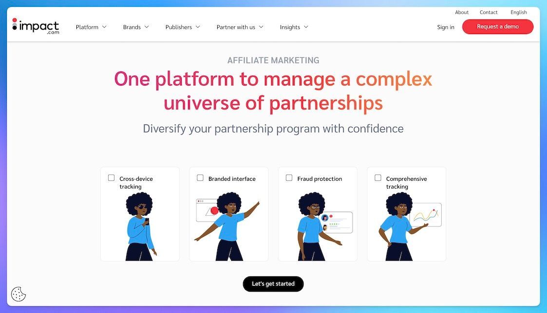 Impact Radius Affiliate Program landing page