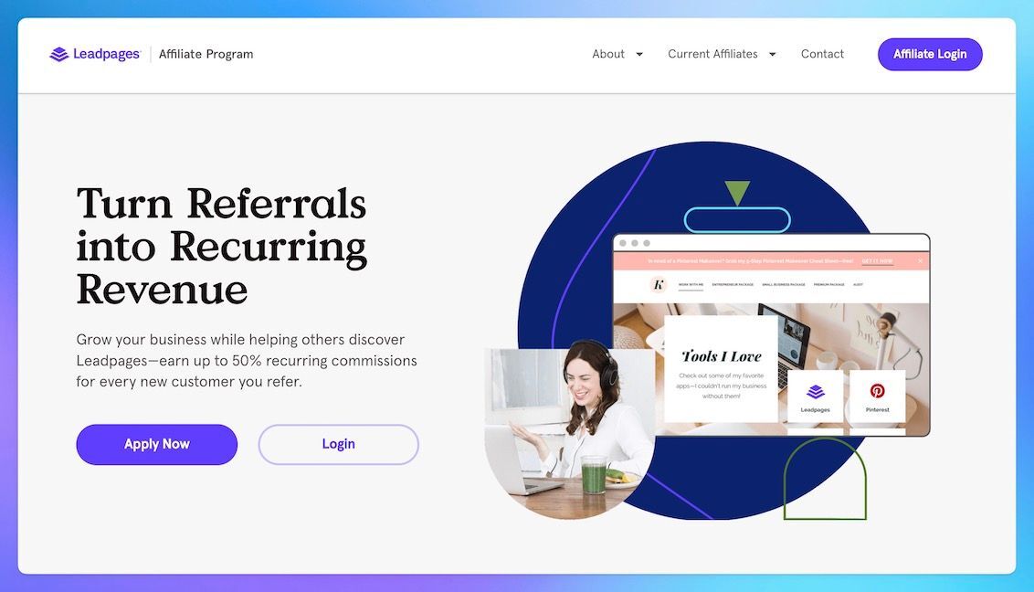 Leadpages Affiliate Program landing page