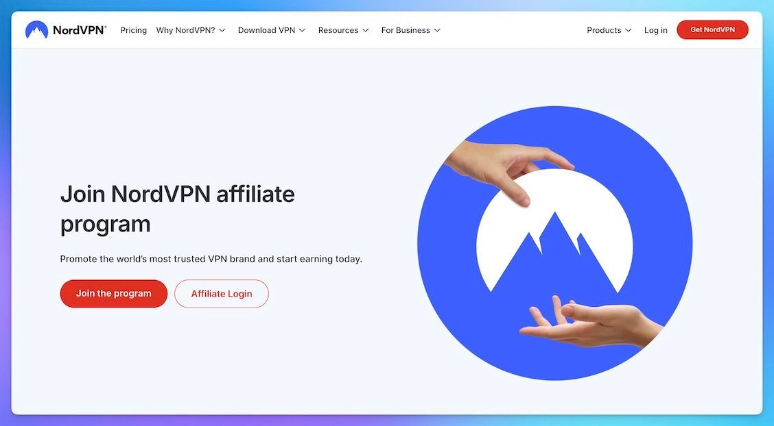 NordVPN Affiliate Program landing page