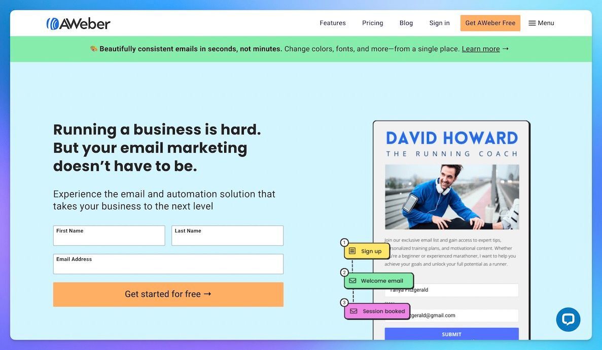 AWeber Affiliate Program landing page