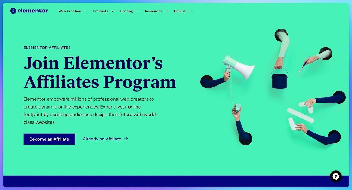 Elementor Affiliate Program landing page