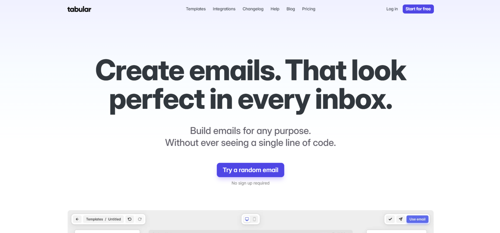 No-code email builders | Tabular